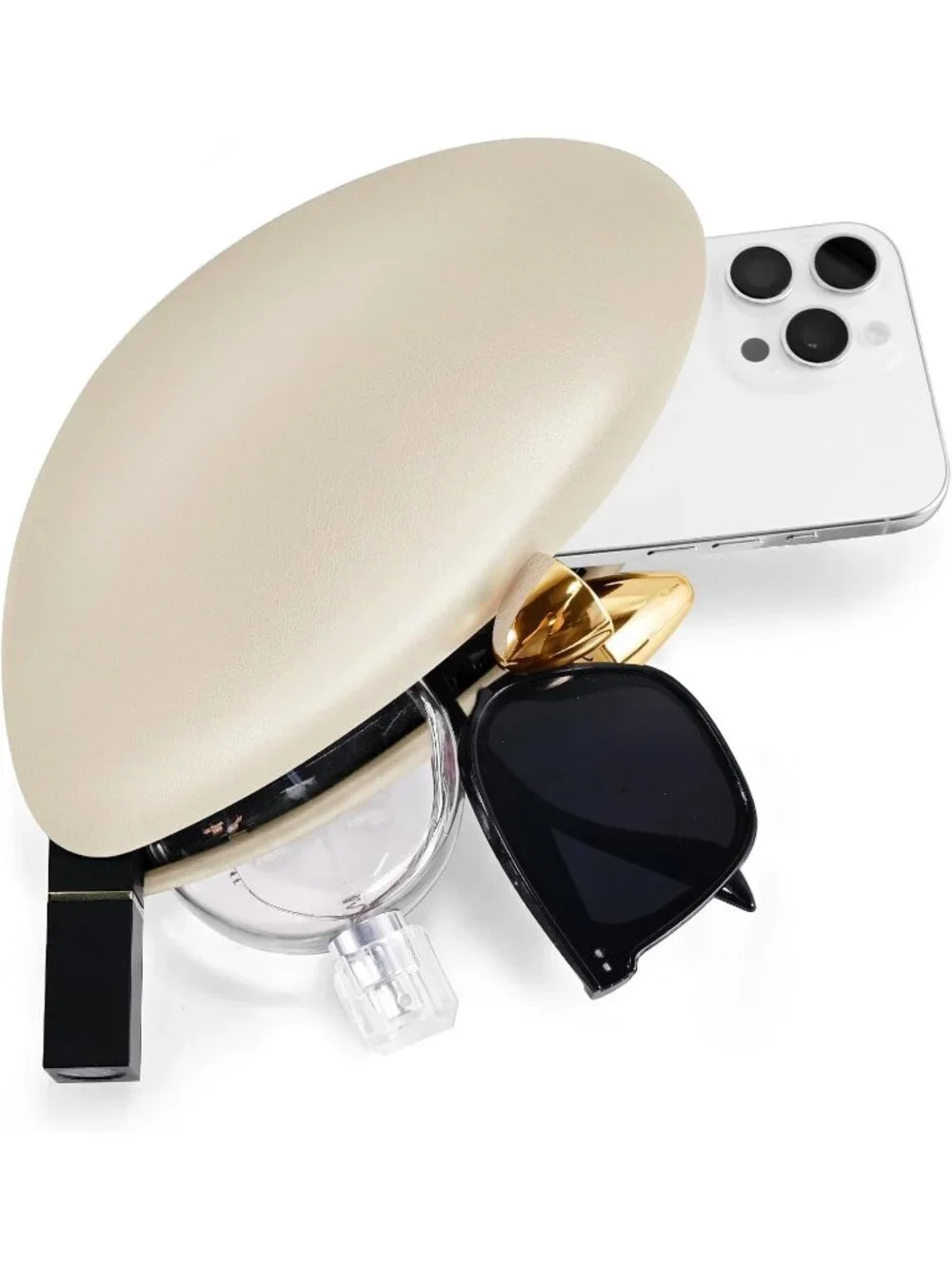 Women's Leather Nude Tortoise Shell Acrylic Clutch Purse Gold Evening Handbag